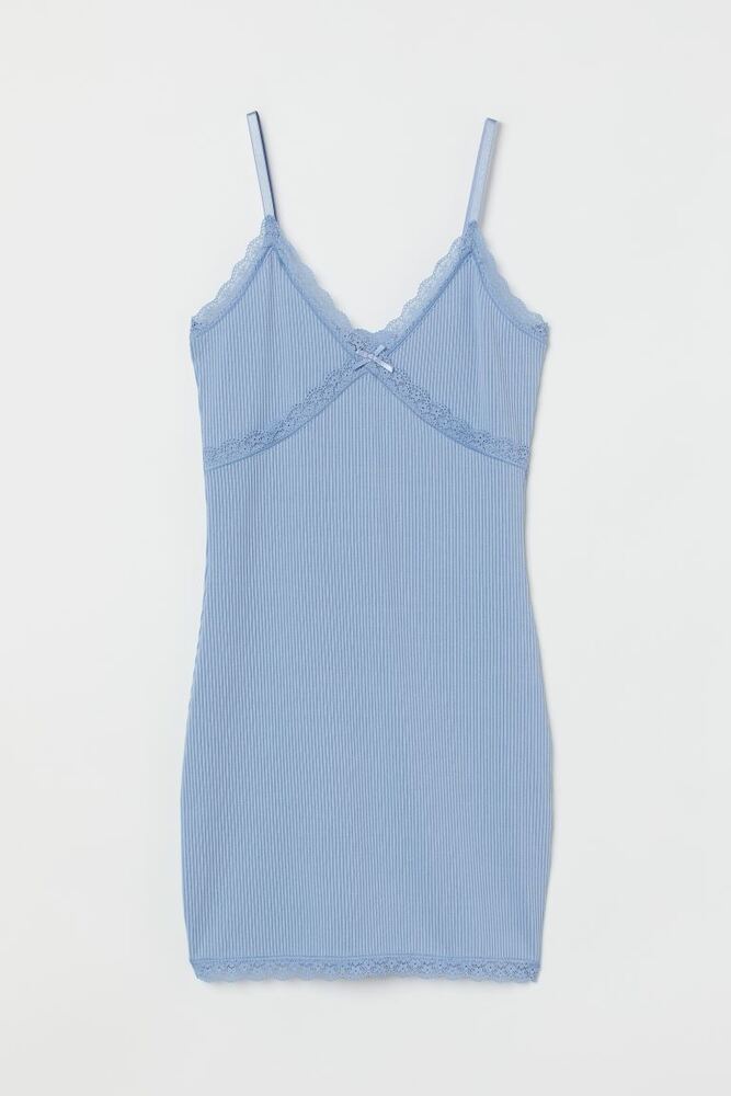 H&M ribbed lace trimmed dress